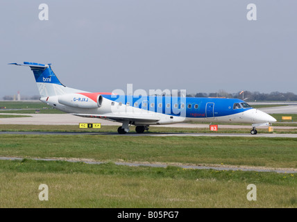 BMI Regional Embraer 145 EP Taxiing for Take-off at Manchester Ringway Airport Greater Manchester England United Kingdom Stock Photo