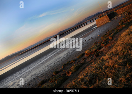 The viaduct across the estuary at Arnside, Cumbria. Stock Photo