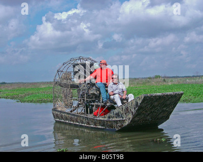 Airboaters Looking for Wildlife Stock Photo
