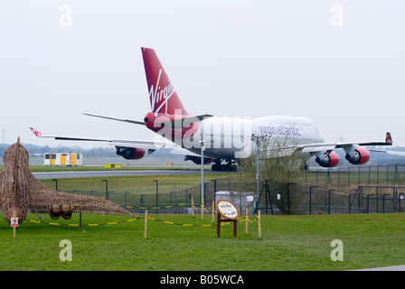 Virgin Atlantic Boeing 747-443 Taxiing Out for Take-off at Manchester Ringway Airport Greater Manchester England United Kingdom Stock Photo