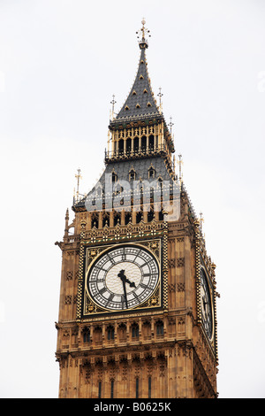 Big Ben or St Stephens Tower Westminster London UK cut out on white sky Stock Photo