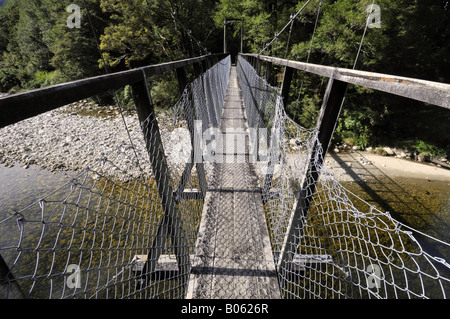 Susepnsion bridge over the Buller River, South Island, New Zealand