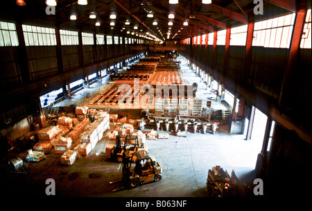 Overhead view of carbon bake facility and furnaces in an aluminum primary reduction plant Stock Photo