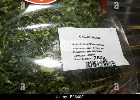 packed vegetables (Couve Galega) used to make Caldo Verde, a traditional portuguese soup Stock Photo