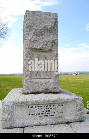 Cricket Memorial Stone, Broadhalfpenny Down, Hambledon, Hampshire, England, United Kingdom Stock Photo
