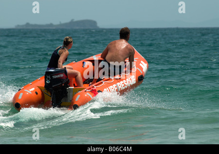 Surf lifesaving demonstration at Mooloolaba on the Sunshine Coast, Queensland, Australia Stock Photo