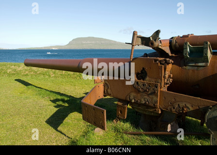 World War 2 gun emplacement at Torshavn, Faroe Islands. The island of ...