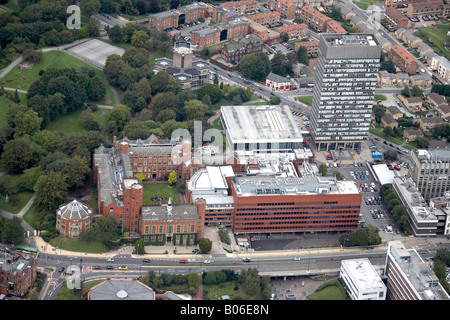 Aerial view north west of University of Sheffield Brook Hill park Arts Tower and Library S10 South Yorkshire Stock Photo