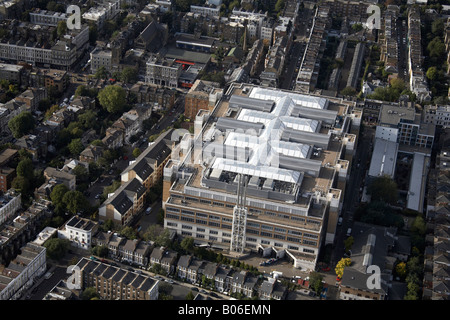 Aerial view north west of Chelsea and Westminster Hospital Fulham Road Limerston Street inner city buildings West Brompton Londo Stock Photo