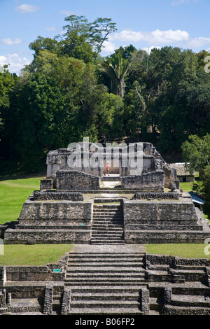 Belize, Caracol ruins, , Plaza A, Structure A6 - Temple of the Wooden Lintel, one of the oldest buildings in Caracol Stock Photo