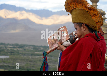 monks on the roof Stock Photo