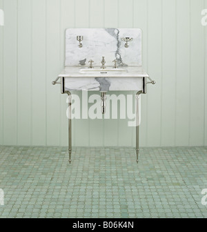 antique restored french basin sink bathroom marble Stock Photo