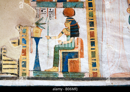 Painted wall scene from TT255 The Tomb of Roy, Royal Scribe, at Dra Abu el-Naga, West Bank Luxor Egypt Stock Photo