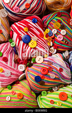 Yarn and buttons Stock Photo