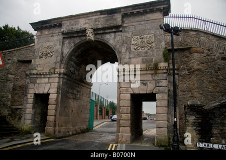 Londonderrys / Derrys walls - Northern Ireland - Bishops gate. Stock Photo