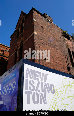 New Islington sign on the historic Ardwick and Ancoats Dispensary in Old Mill Street Manchester Ancoats Stock Photo