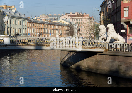 The Bridge of Four Lions, Griboyedov Canal, St.Petersburg, Russia. Stock Photo