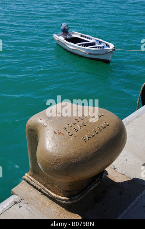 Bollard, Licata harbour, Sicily, Italy Stock Photo