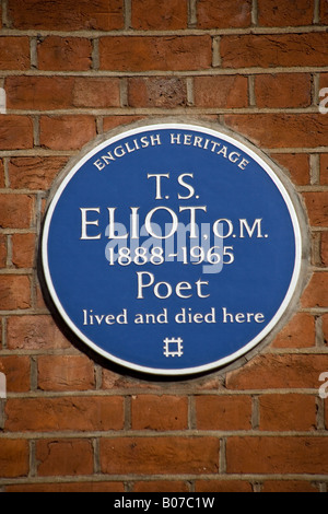 T S Eliot Plaque 3 Kensington Court Gardens