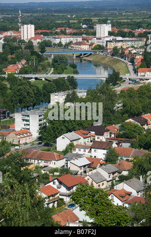 Croatia, Banija, Kordun Region, KARLOVAC, KARLOVAC city view from the Dubovac midieval fortress Stock Photo