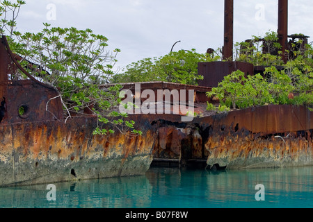 WWII Shipwreck, Jaluit Atoll, Marshall Islands Stock Photo