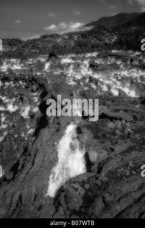 Black and white photograph of Etna mountain in Sicily Stock Photo