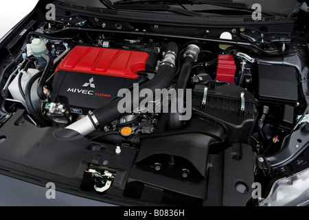 2008 Mitsubishi Lancer Evolution in Gray - Engine Stock Photo