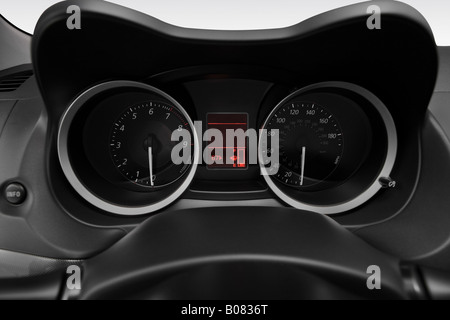 2008 Mitsubishi Lancer Evolution in Gray - Speedometer/tachometer Stock Photo