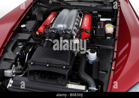 2008 Dodge Viper SRT-10 Roadster in Red - Engine Stock Photo