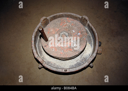 Grinding stone. Pawara tribe Stock Photo