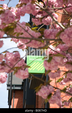 Waitrose Sign and logo in Suburban London Street Stock Photo