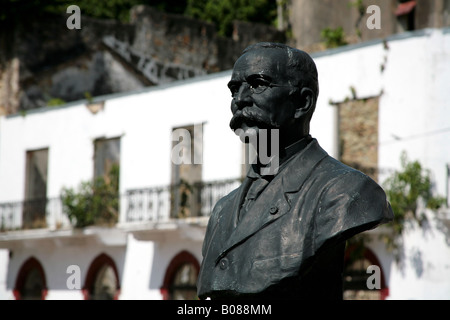 Panama City Casco Antiguo or Casco Viejo bust of Manuel Amador Guerrero First President of Panama Stock Photo