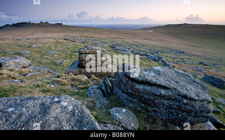 Looking towards Great Staple Tor Dartmoor National Park Devon England Stock Photo