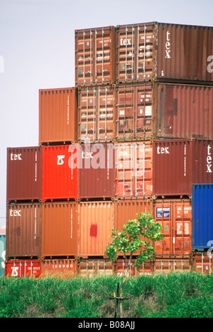 Stacked Sea Containers Stock Photo
