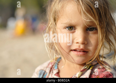 Portrait of a beautiful and tender mixed race small girl Stock Photo