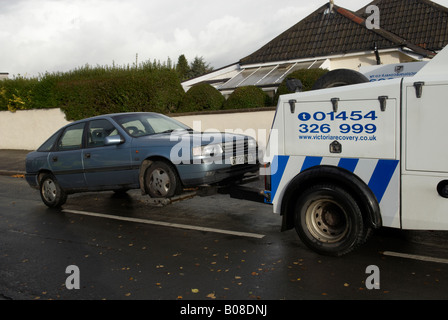 Vauxhall Cavalier being towed after it was stolen in November 2007 Stock Photo