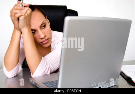 Businesswoman at computer Stock Photo