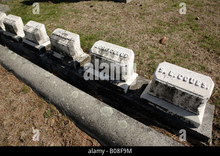 Row of headstones at South Cemetery in Portsmouth New Hampshire USA which is part of scenic New England Stock Photo