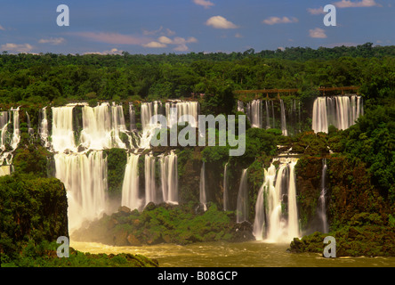 South America, Argentina, Brazil, Igwacu Falls, Igwazu Falls. The Mosquertos tumble from the cliff tops in to the Igwacu River