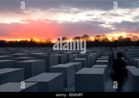 Memorial to the Murdered Jews of Europe (Holocaust Memorial) at sunset, central Berlin, Germany, Europe Stock Photo