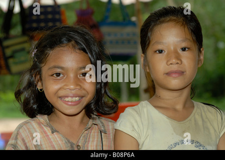 Smiling girls, Bangkok, Thailand, Southeast Asia Stock Photo