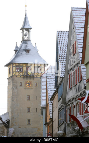 Oberer Torturm, Upper Gate Tower, Marbach am Neckar, Baden-Wuerttemberg, Germany Stock Photo