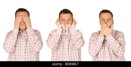 See no evil, hear no evil, speak no evil Stock Photo