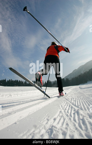 Female cross-country skier, classic style Stock Photo