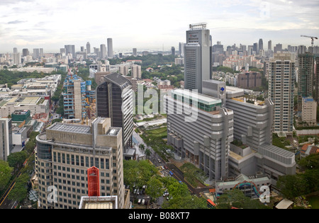 Singapore skyline and view of the SingTel Tower, Comcentre Building, Singapore, Southeast Asia Stock Photo