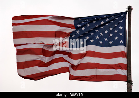 US flag flapping in the wind Stock Photo