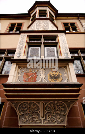Bay window, Baseler Hof, Freiburg, Baden-Wuerttemberg, Germany, Europe Stock Photo