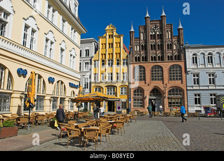 Architecture at the Alter Markt, old market, iStralsund, Mecklenburg-Western Pomerania, Germany, Europe Stock Photo