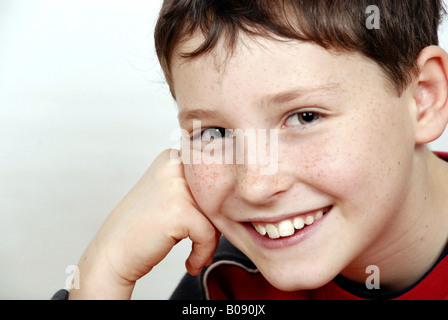 lucky boy with freckles Stock Photo