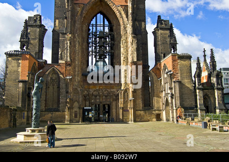 St. Nikolai Church ruins and war memorial, Willy-Brandt-Strasse, Hamburg, Germany Stock Photo